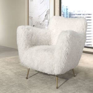 wohnli-moebel-suche-M25106213-1 Sessel aus weißem Langflor-Stoff 82x91x93cm Stoff Weiß Angel Cerda Sofas und Sessel Sessel, Poufs und Fußbänke Sessel