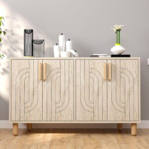 wohnli-moebel-suche-M25106268-1 Sideboard mit 4 Türen Travertin-Optik mit Maserung 120 x 73 cm 120x29x73cm Spanplatte Gold Concept Usine Möbel Esszimmermöbel Sideboards, Highboards & niedrige Anrichten