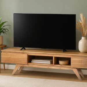 wohnli-moebel-suche-M25106279-1 TV-Schrank aus massivem Mindi-Holz mit Fächern 150x40x35cm Holz Braun GINER Y COLOMER Möbel Wohnzimmermöbel TV-Möbel