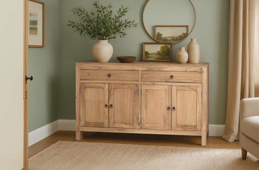 wohnli-moebel-suche-M25106302-1 Handgefertigtes Sideboard aus massivem Mindiholz 140x82x40cm Holz Braun GINER Y COLOMER Möbel Esszimmermöbel Sideboards, Highboards & niedrige Anrichten