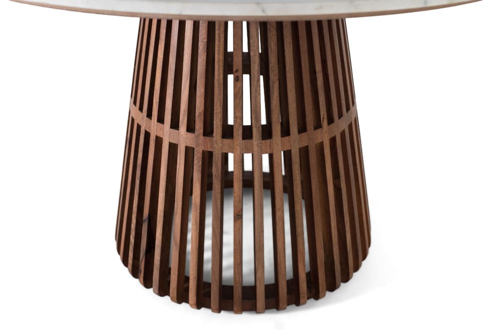 Runder Couchtisch mit Marmorsockel und Metallrahmen 120x75x120cm Holz Braun GINER Y COLOMER Möbel Wohnzimmermöbel Couchtische