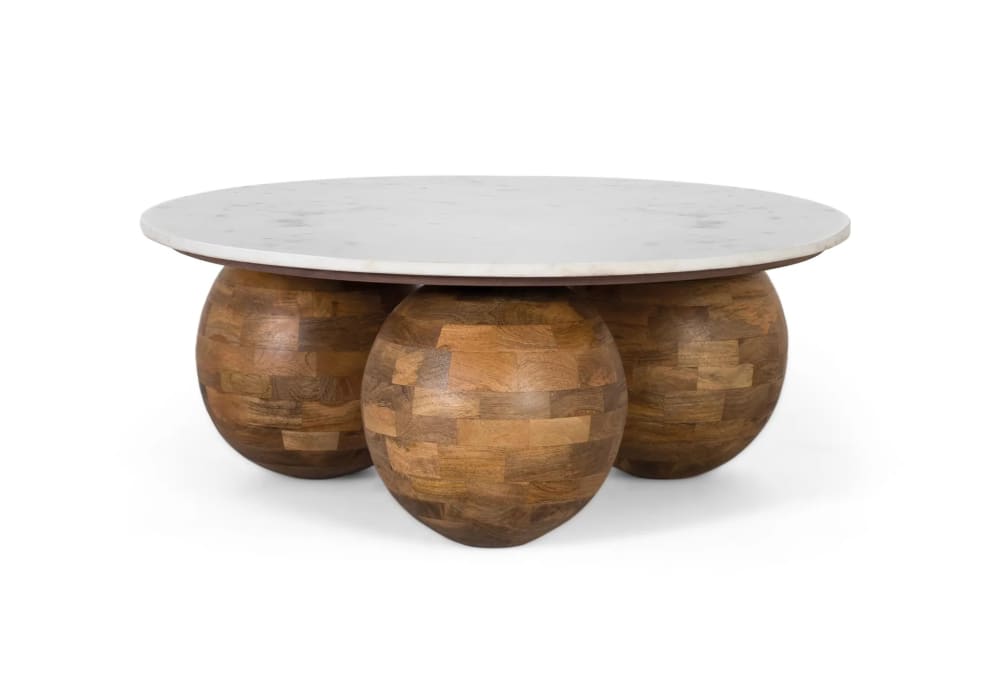 wohnli-moebel-suche-M25106324 Wohnli Möbelsuche - Runder Couchtisch aus Marmor und Teakholz