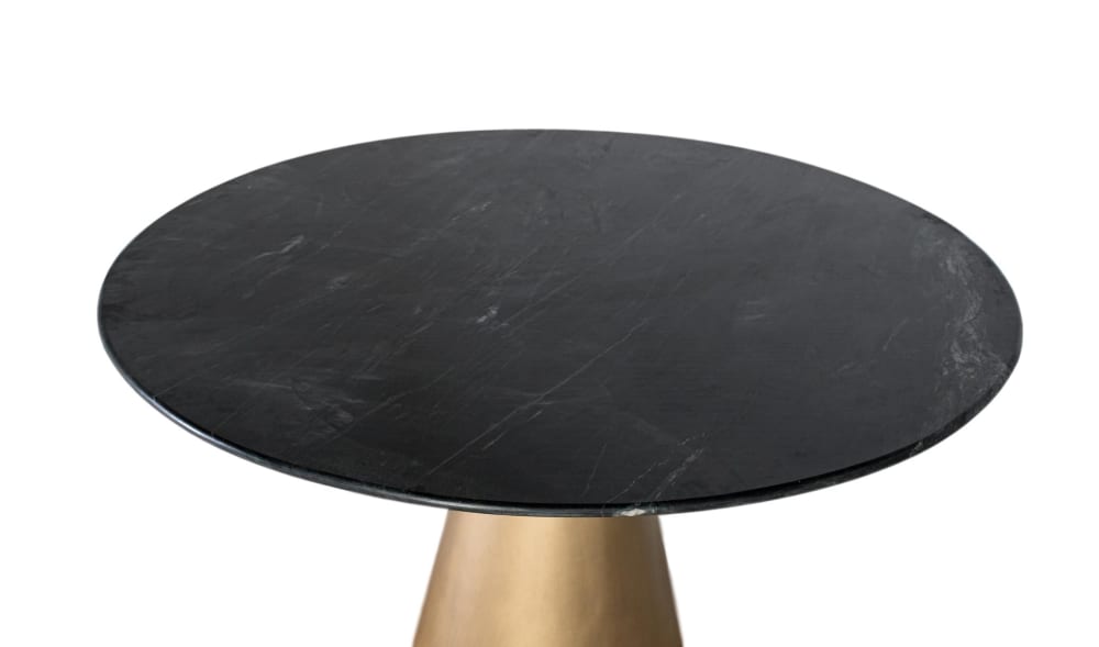 Runder Tisch aus schwarzem Marmor und einem Sockel 150 cm 150x76x150cm Marmor Schwarz GINER Y COLOMER Möbel Esszimmermöbel Esstische