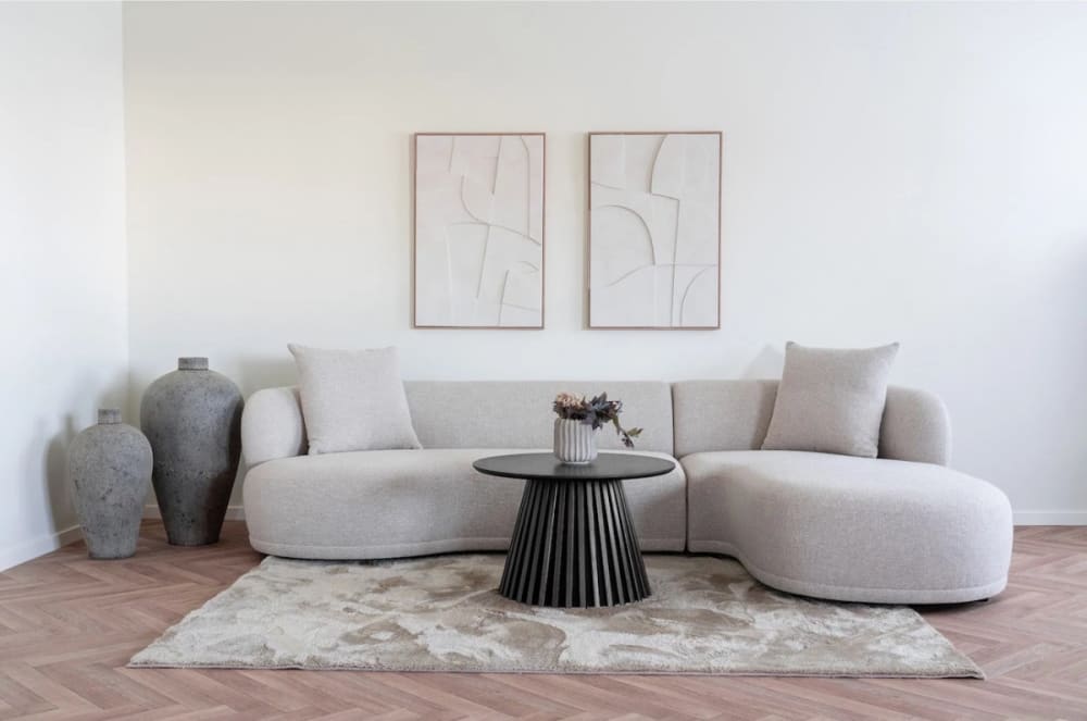 Runder Couchtisch aus Eiche mit elegantem Design D70 cm 70x45x0cm Holz Schwarz House Nordic Möbel Wohnzimmermöbel Couchtische