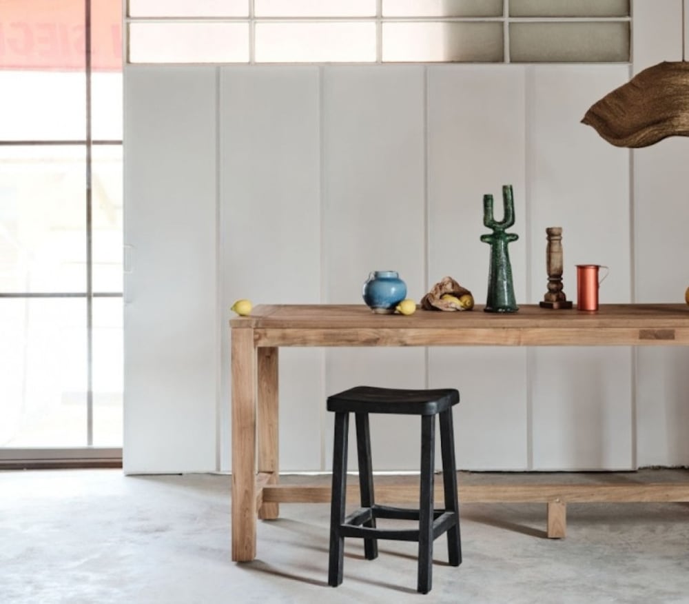 Hochstuhl aus recyceltem Teakholz L250 cm 250x90x75cm Holz Braun Mathi Design Möbel Esszimmermöbel Esstische