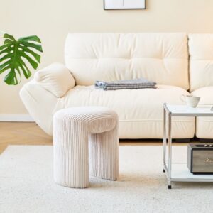 Hocker aus Kord Beige 35x45x40cm Samt Beige Nordlys Sofas und Sessel Sessel, Poufs und Fußbänke Sitzsäcke