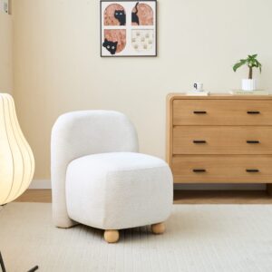 Polstersessel aus Massivholz und Stoff Beige 61x62x57cm Holz Beige Nordlys Sofas und Sessel Sessel, Poufs und Fußbänke Sessel