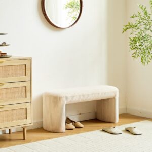 35x41x90cm Samt Beige Nordlys Möbel Esszimmermöbel Sitzbank und Holzbank