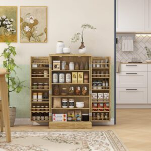 wohnli-moebel-suche-M25107984-1 Küchenbuffet 12 Fächer & Holztüren Naturholzeffekt 60x104x30cm Holz Beige Homcom Möbel Schlafzimmermöbel Schränke