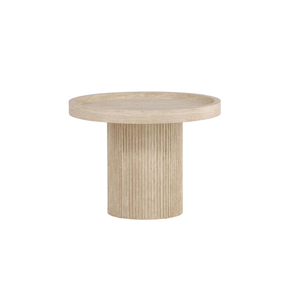 Wohnli Möbelsuche - Beistelltisch Krille Ø60cm in in Travertin-Optik