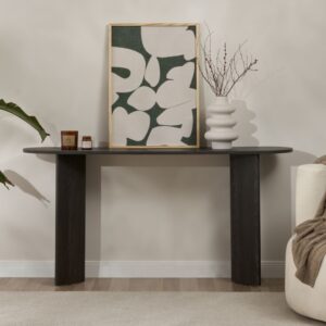 wohnli-moebel-suche-M25109313-1 Konsole mit zwei Beinen L150 cm - Holzdekor Schwarz 150x75x35cm Spanplatte Schwarz Calicosy Möbel Wohnzimmermöbel Konsolentische