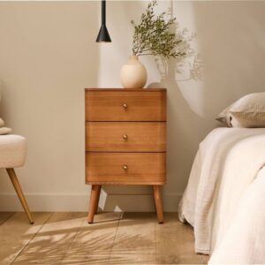 wohnli-moebel-suche-M25109319-1 Nachttisch mit 3 Schubladen H71 cm - Holzdekor hell 42x71x35cm Spanplatte Beige Calicosy Möbel Schlafzimmermöbel Kommoden