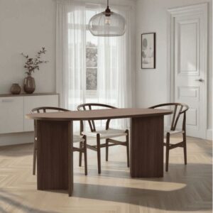 wohnli-moebel-suche-M25109369-1 Esstisch mit abgerundeten Kanten L180 cm - Nussbaumdekor 180x75x90cm Spanplatte Braun Calicosy Möbel Esszimmermöbel Esstische