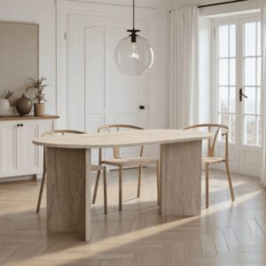 wohnli-moebel-suche-M25109371-1 Esstisch mit abgerundeten Kanten L180 cm - Travertindekor 180x75x90cm Spanplatte Beige Calicosy Möbel Esszimmermöbel Esstische