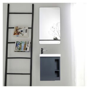 wohnli-moebel-suche-M25109518-1 Handwaschbecken-Set mit Chromarmatur und Spiegel 24x53x42cm Holz Grau Mob In Möbel Badezimmermöbel Waschtische