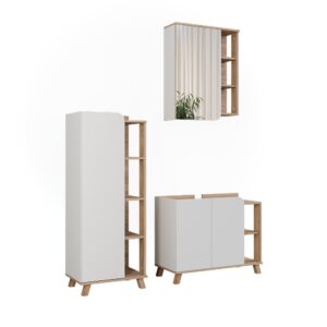 Wohnli Möbelsuche - Badmöbel-Set 3 Teile Sonoma/Weiß 80x65cm