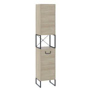 wohnli-moebel-suche-M25110705 Wohnli Möbelsuche - Badschrank mit 2 Türen Eiche/Schwarz 36x185cm