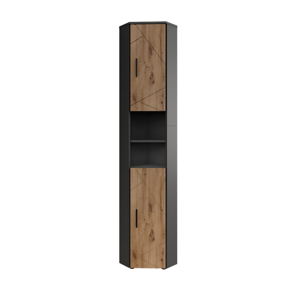 wohnli-moebel-suche-M25110711 Wohnli Möbelsuche - Hochschrank mit 2 Türen Anthrazit/Goldkraft Eiche 33x192cm