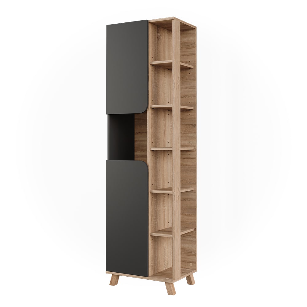 wohnli-moebel-suche-M25110719 Wohnli Möbelsuche - Hochschrank mit 2 Türen Sonoma/Anthrazit 50x175cm