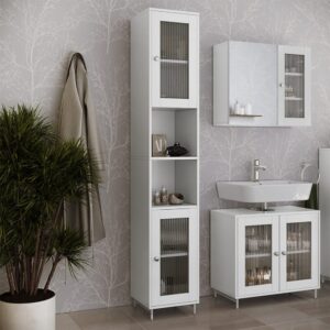wohnli-moebel-suche-M25110724-1 Badschrank Weiß 30x171.5cm 30x172x30cm Spanplatte Weiß Vicco Möbel Badezimmermöbel Bad-Hochschränke