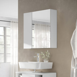 Badspiegelschrank Mit Regalböden und 1 Spiegeltür Weiß 60x59.2cm 60x60x17cm Spanplatte Weiß Vicco Möbel Badezimmermöbel Badezimmerschränke