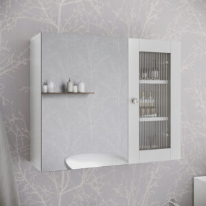 wohnli-moebel-suche-M25110800-1 Badspiegelschrank mit Spiegel Weiß 60x50cm 60x50x20cm Spanplatte Weiß Vicco Möbel Badezimmermöbel Badezimmerschränke