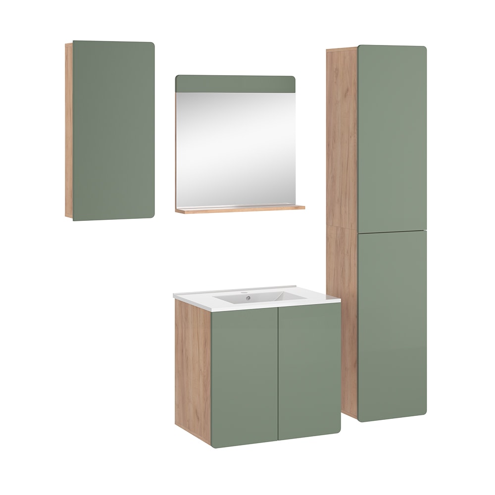 wohnli-moebel-suche-M25110908 Wohnli Möbelsuche - Badmöbel-Set 5-teilig mit Hoch- und Hängeschrank Goldkraft Eiche
