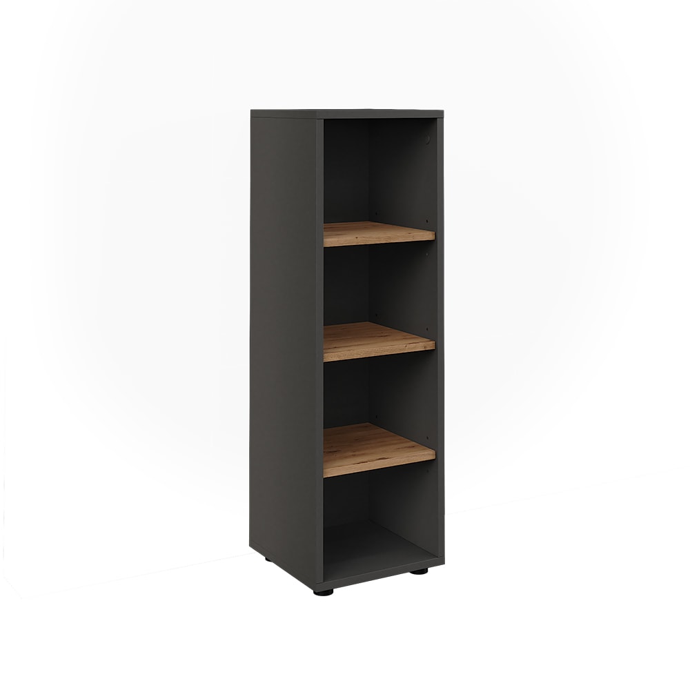 wohnli-moebel-suche-M25110951 Wohnli Möbelsuche - Midischrank 4 Ablagefächer Anthrazit/Goldkraft Eiche 30x95cm