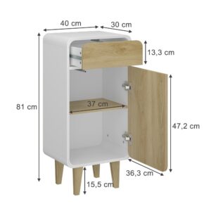 wohnli-moebel-suche-M25110953-1 Midischrank Weiß/Eiche 40x81cm 40x81x30cm Spanplatte Weiß Vicco Möbel Badezimmermöbel