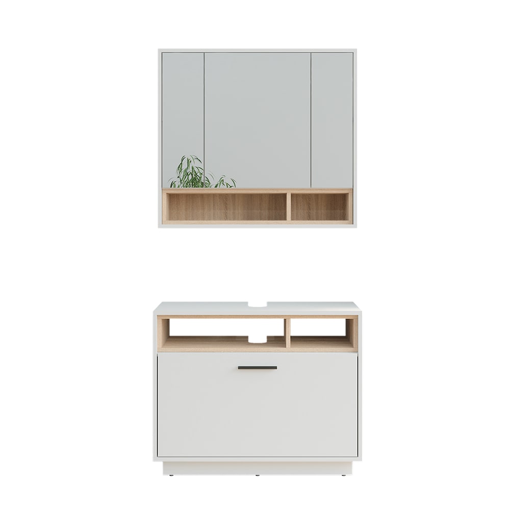 wohnli-moebel-suche-M25110963 Wohnli Möbelsuche - Badmöbel-Set 2 Teile Weiß/Sonoma 80x72cm