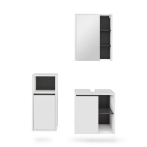 Wohnli Möbelsuche - Badmöbel-Set 3 Teile Weiß/Grau 60x60cm