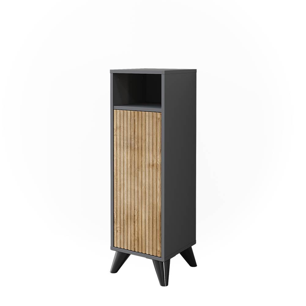 wohnli-moebel-suche-M25110992 Wohnli Möbelsuche - Midischrank mit Tür Anthrazit/Bergeiche 30x97cm