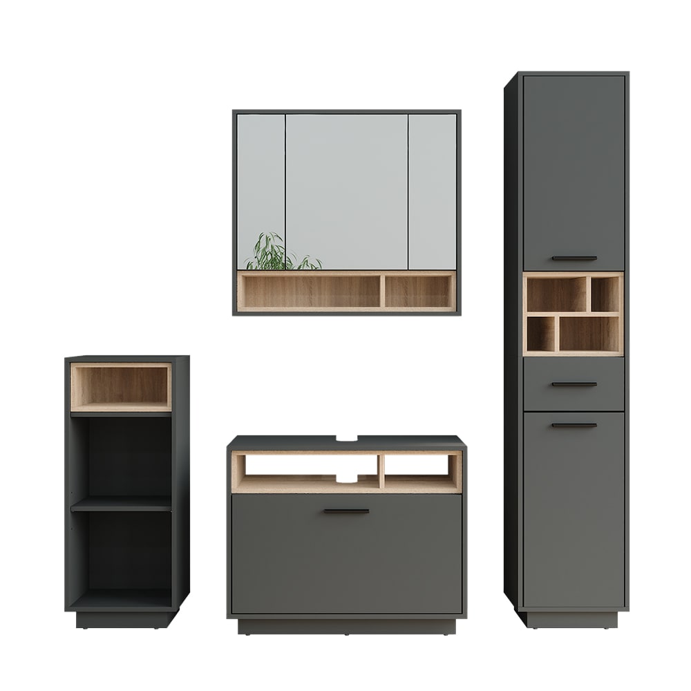 wohnli-moebel-suche-M25111020 Wohnli Möbelsuche - Badmöbel-Set Set 4 Anthrazit/Sonoma 80x72cm
