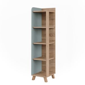 wohnli-moebel-suche-M25111031 Wohnli Möbelsuche - Badregal mit 4 Fächern Sonoma/Blau 30x128cm