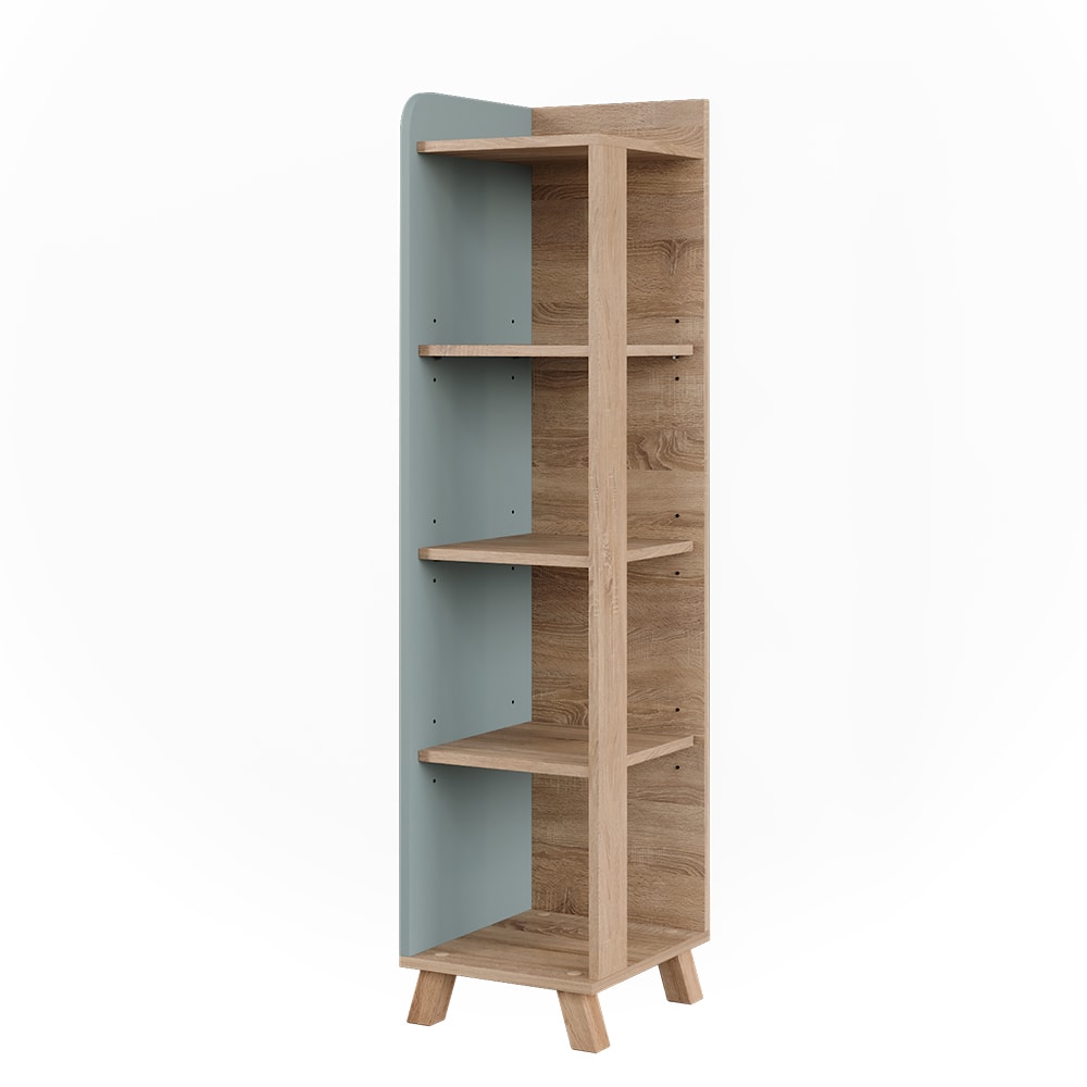 wohnli-moebel-suche-M25111031 Wohnli Möbelsuche - Badregal mit 4 Fächern Sonoma/Blau 30x128cm