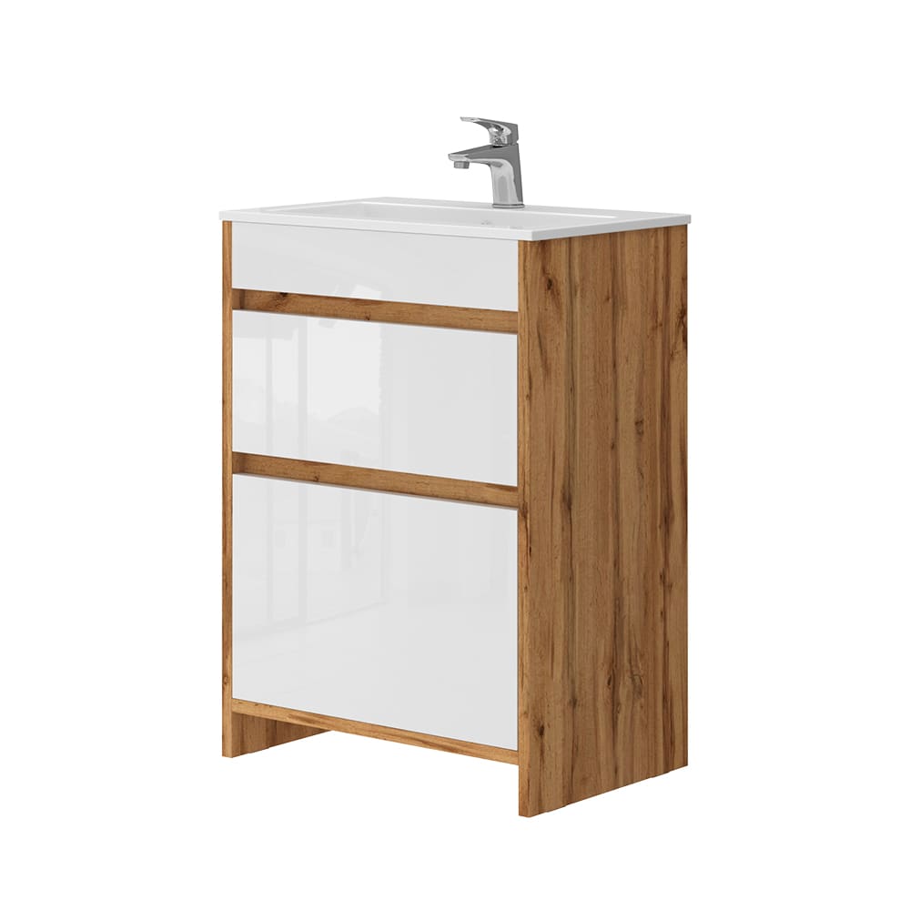 Wohnli Möbelsuche - Badmöbel-Set 2 Teile Unterschrank 60 cm Goldkraft Eiche 59