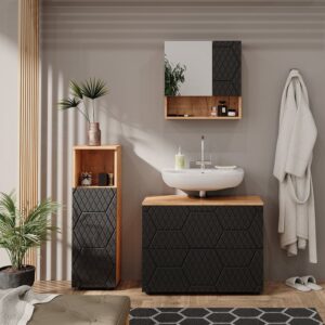 mit Midischrank Anthrazit mit Wabenstruktur 80x59
