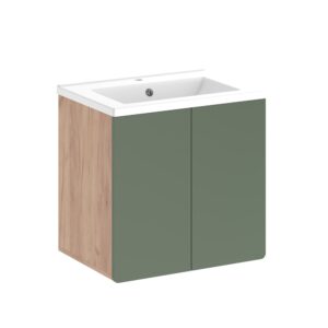 wohnli-moebel-suche-M25111042 Wohnli Möbelsuche - Badmöbel-Set Goldkraft Eiche/Grün 61.8x57.8cm