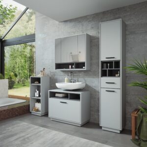 wohnli-moebel-suche-M25111052-1 Badmöbel-Set Set 4 Grau/Anthrazit 80x72cm 80x64x35cm Spanplatte Grau Vicco Möbel Badezimmermöbel