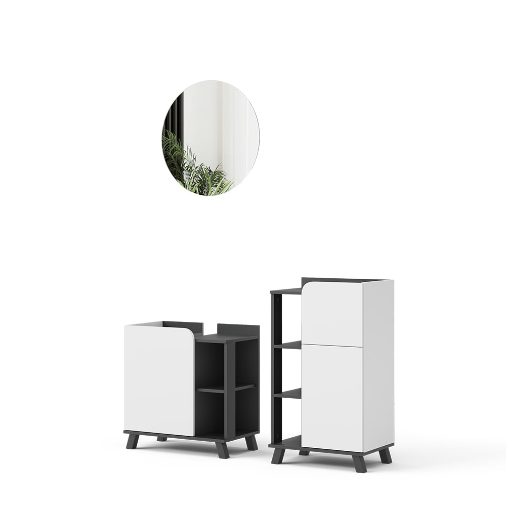 wohnli-moebel-suche-M25111055 Wohnli Möbelsuche - Badmöbel-Set 3 Teile Anthrazit/Weiß 60x60cm