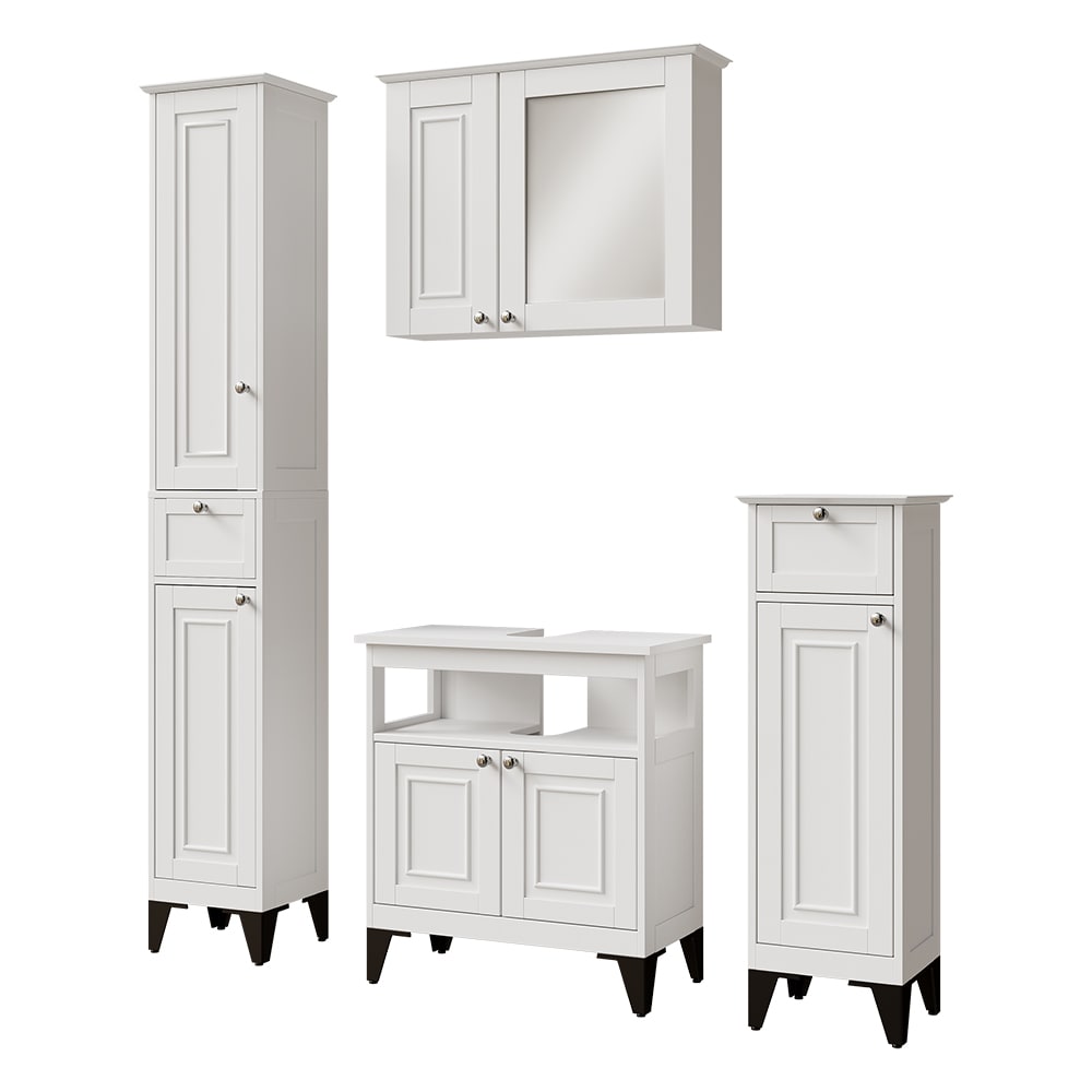 wohnli-moebel-suche-M25111059 Wohnli Möbelsuche - Badmöbel-Set 4-teilig Weiß 60x65cm