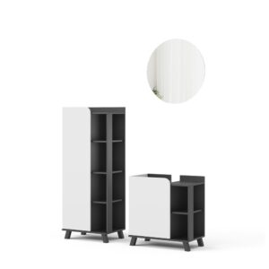 wohnli-moebel-suche-M25111064 Wohnli Möbelsuche - Badmöbel-Set 3 Teile Anthrazit/Weiß 60x60cm