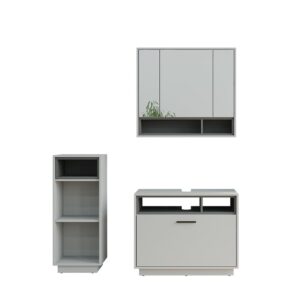 wohnli-moebel-suche-M25111066 Wohnli Möbelsuche - Badmöbel-Set 3 Teile mit Midischrank Grau/Anthrazit 80x72cm