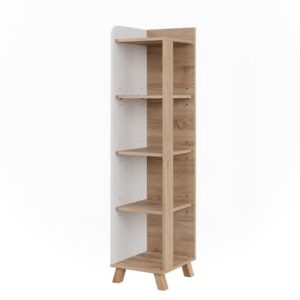 Wohnli Möbelsuche - Badregal mit 4 Fächern Sonoma/Weiß 30x128cm