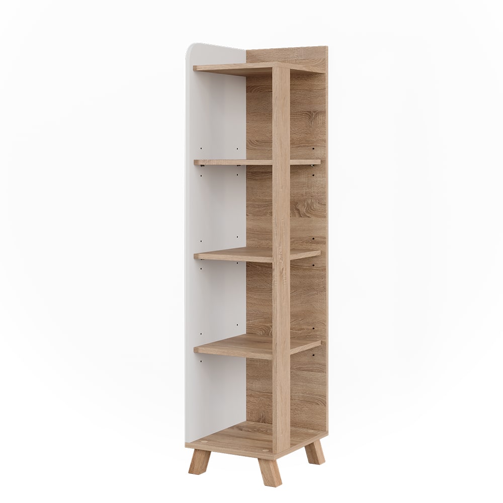 wohnli-moebel-suche-M25111071 Wohnli Möbelsuche - Badregal mit 4 Fächern Sonoma/Weiß 30x128cm