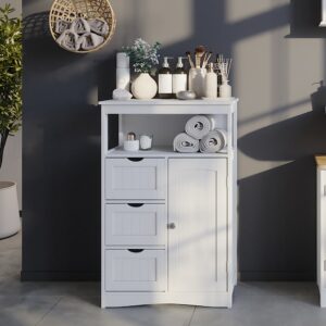 wohnli-moebel-suche-M25111078-1 Midischrank mit Schubladen Weiß 56x86.5cm 56x87x30cm Spanplatte Weiß Vicco Möbel Badezimmermöbel