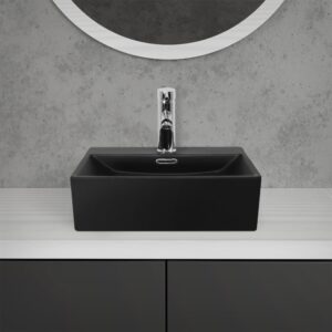 wohnli-moebel-suche-M25111233-1 Waschbecken aus Keramik Schwarz 415x360x130 mm Eckige 42x13x36cm Keramik Schwarz ECD Germany Möbel Badezimmermöbel Waschbecken