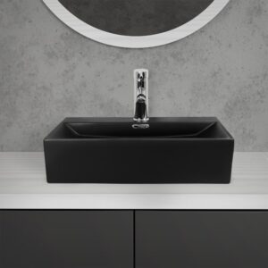 wohnli-moebel-suche-M25111250-1 Keramik Waschbecken Aufsatzwaschtisch Hängewaschbecken 515x360 mm 51x13x36cm Keramik Schwarz ECD Germany Möbel Badezimmermöbel Waschtische