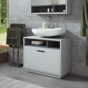 wohnli-moebel-suche-M25111260-1 Waschbeckenunterschrank mit Schublade Grau/Anthrazit 80x64cm 80x64x35cm Spanplatte Grau Vicco Möbel Badezimmermöbel Waschtische