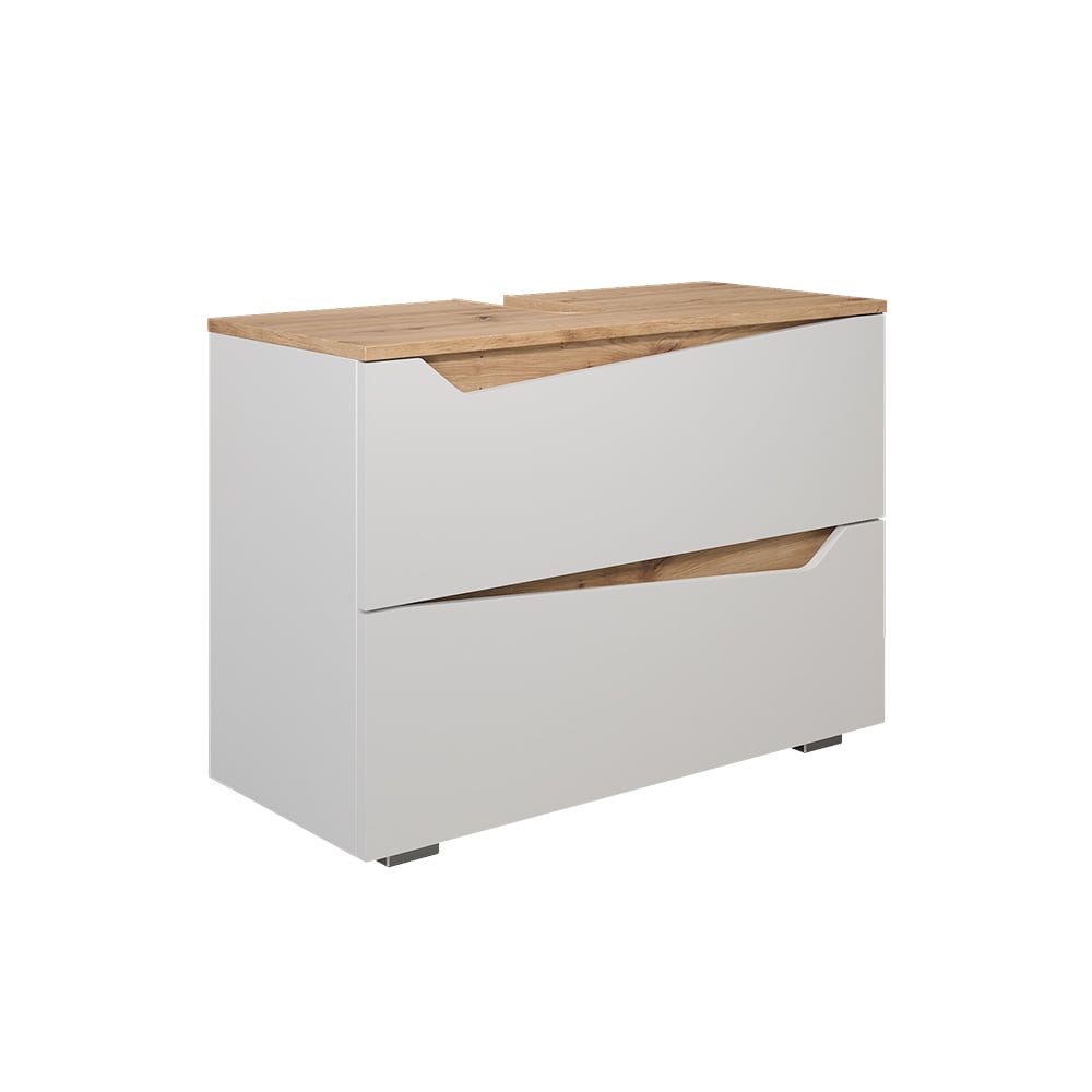 Wohnli Möbelsuche - Waschbeckenunterschrank mit 2 Schubladen Weiß/Artisan 80x57.5cm
